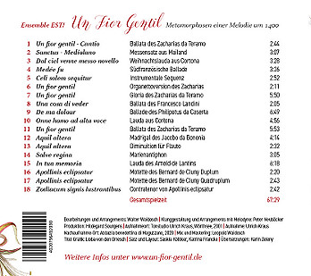 Un Fior Gentil - CD Rückseite